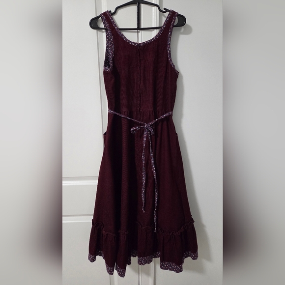 Gunne Sax Burgundy Midi Dress with Lace Trim - Picture 8 of 8